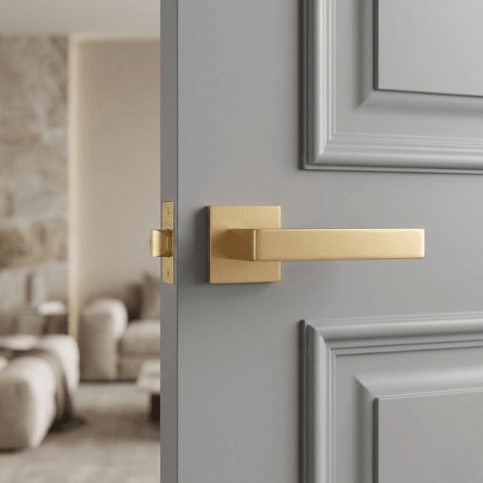 thumbnail image 2 of FORME Satin Chrome Square Interior Door Handle – Universal Fit For Bathroom, Bedroom, RV 2 of 6