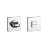 Tev Handles’ polished chrome square slim rosette thumb turn offers a modern, premium solution for luxury bathroom designs.