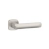 Stella on Rounded Square Rosette in satin nickel – modern round square door handle with a soft brushed look.