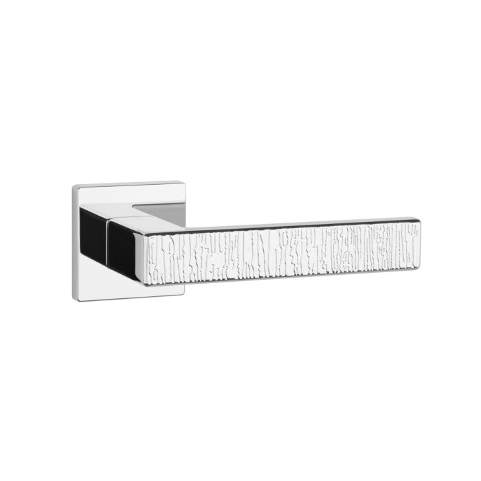 klamka-aprile-bergenia-rozeta-q-slim-7mm-lc-chro (1) Amarylia on Square Rosette – modern designer door handle for internal doors in polished chrome with textured grip.