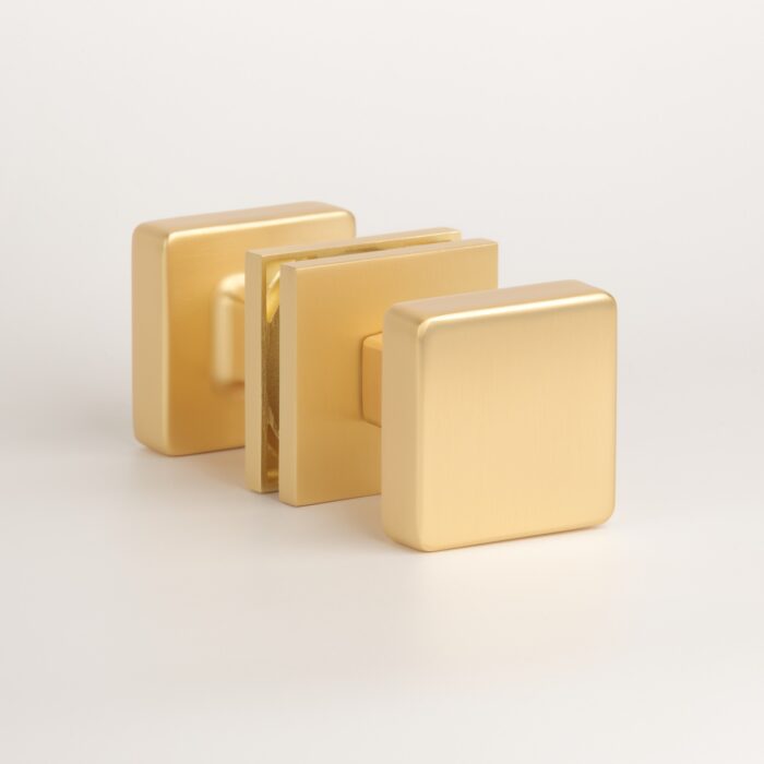 Mora Square Door Knob - Double Sided Moveable - Satin Gold